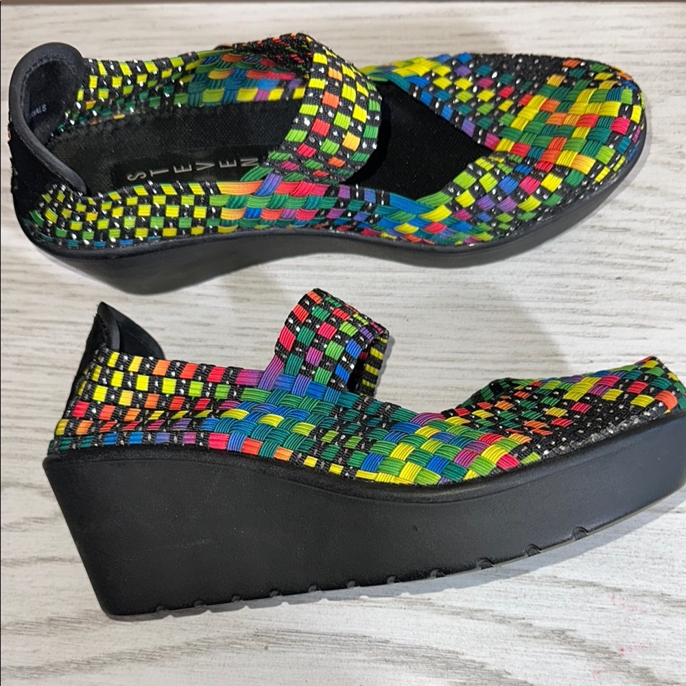 Steven By Steve Madden Brice Women's Multicolor Woven Platform Shoes Size 6.5